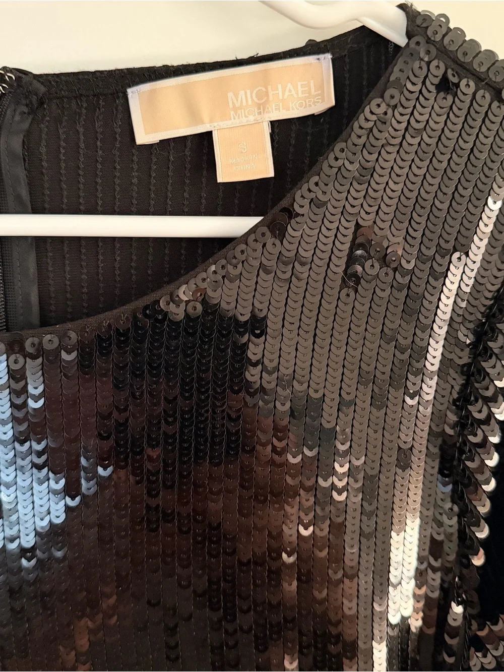 Michael Kors Black Sequin Long Sleeve Cocktail Dress